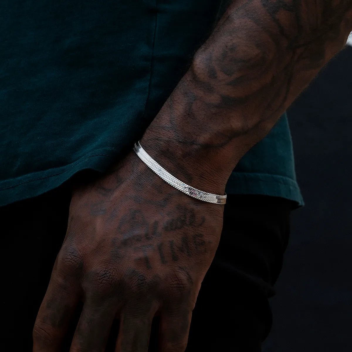 Herringbone Bracelet in White Gold - 6mm - TONGSHOP / bogo - data - info - test / bogo - eligible - product