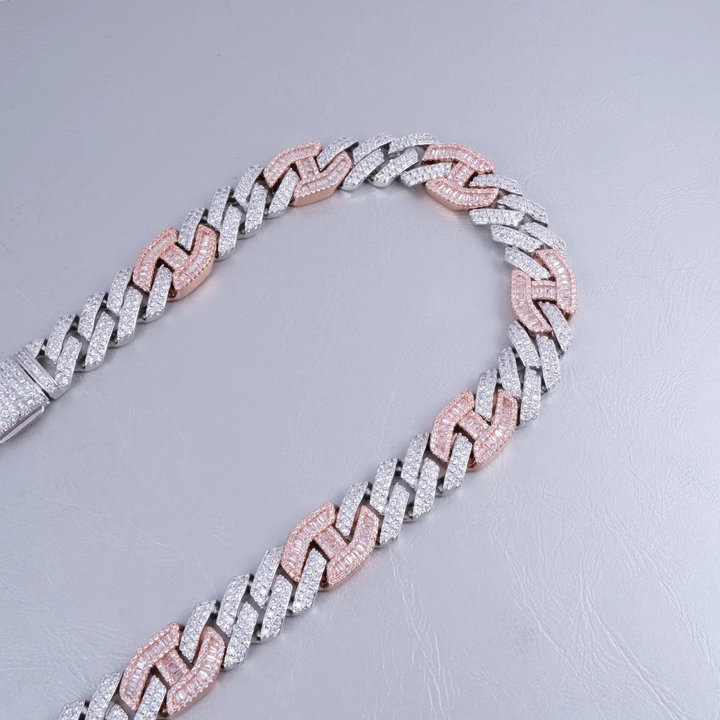 Iced Prong Link Choker (12mm) en Blanka&Pink