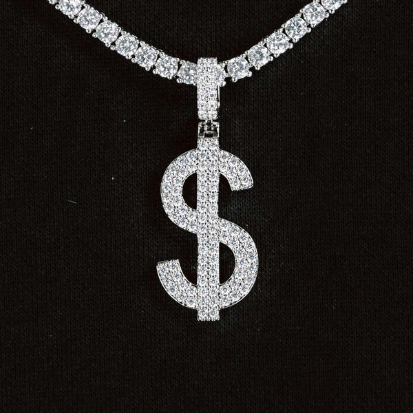 Ice Dollar Pendant - 15mm - TONGSHOP / Length:16 / Length:18