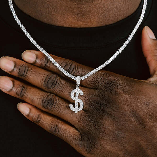 Ice Dollar Pendant - 15mm - TONGSHOP / Length:16 / Length:18