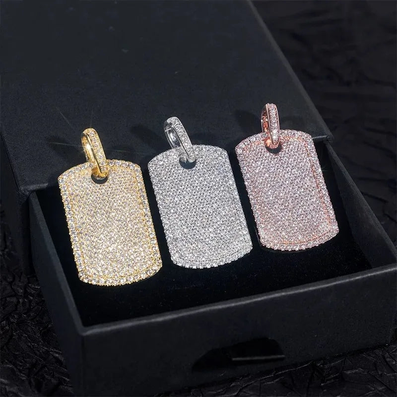 S925 & Moissanite Iced-Set Nameplate Pendant - 22mm