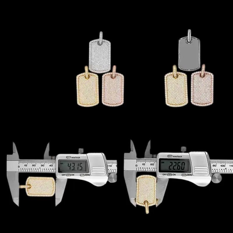 S925 & Moissanite Iced - Set Nameplate Pendant - 22mm - TONGSHOP / Color:White Gold / Length:16 / Length:18