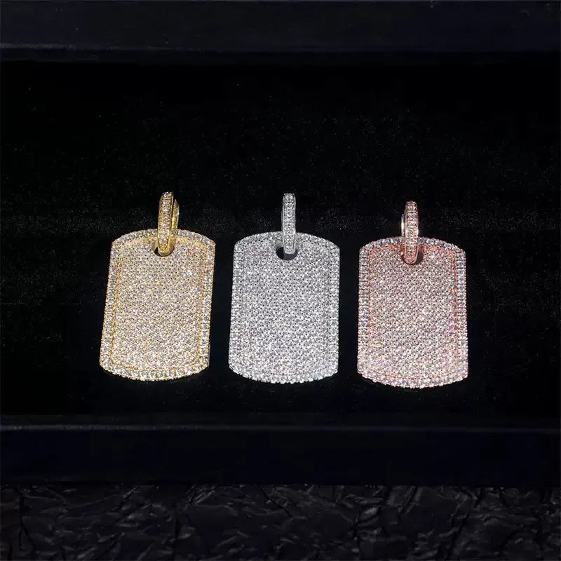 S925 & Moissanite Iced-Set Nameplate Pendant - 22mm