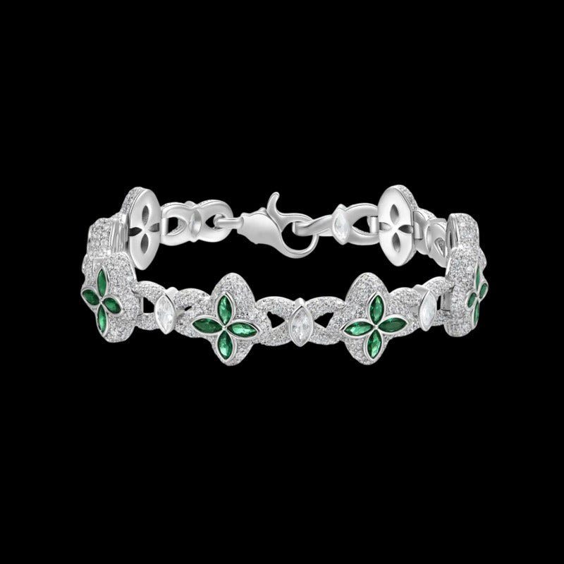 Iced Clover Bracelet in Yellow Diamond - 15mm - TONGSHOP