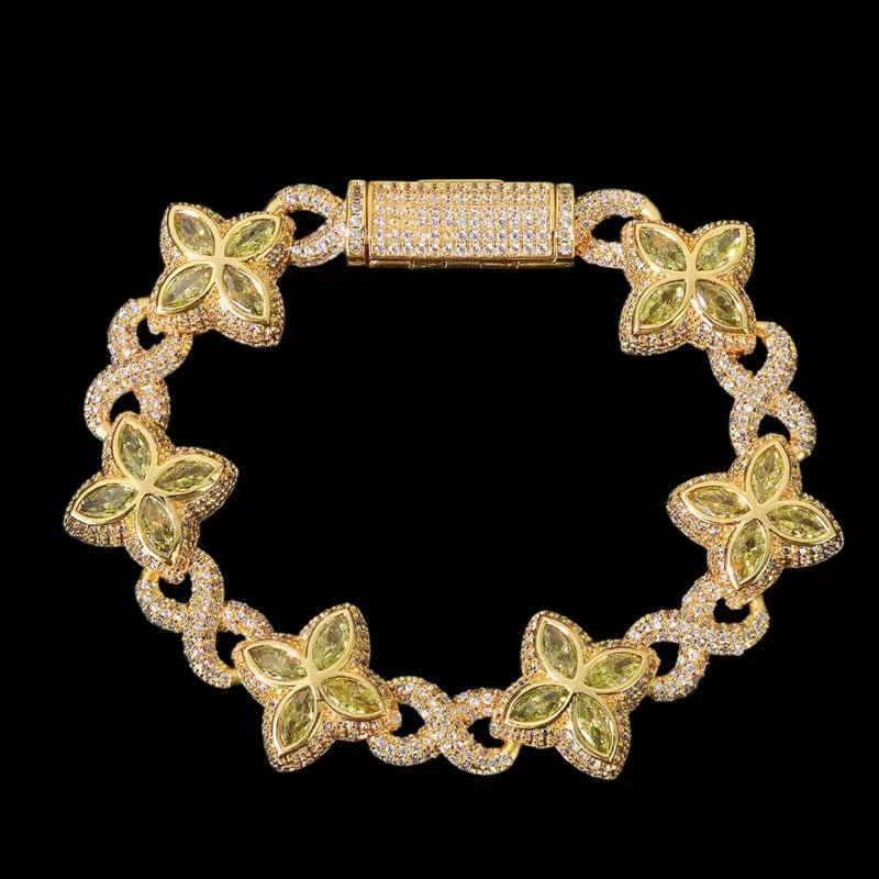 Ice Clover White Gold Blue Diamond Bracelet - 18mm - TONGSHOP / Length:16 / Length:18