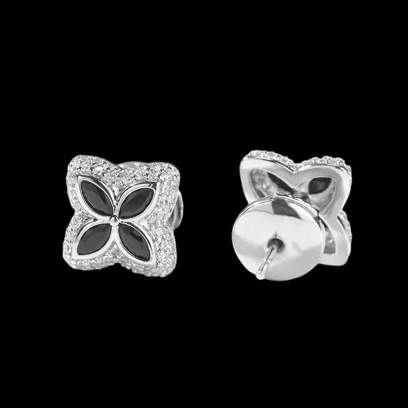 Iced Clover Earrings in Pink Diamond - 13mm