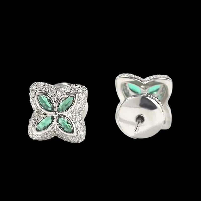 Iced Clover Earrings in Black Dimaond - 13mm - TONGSHOP