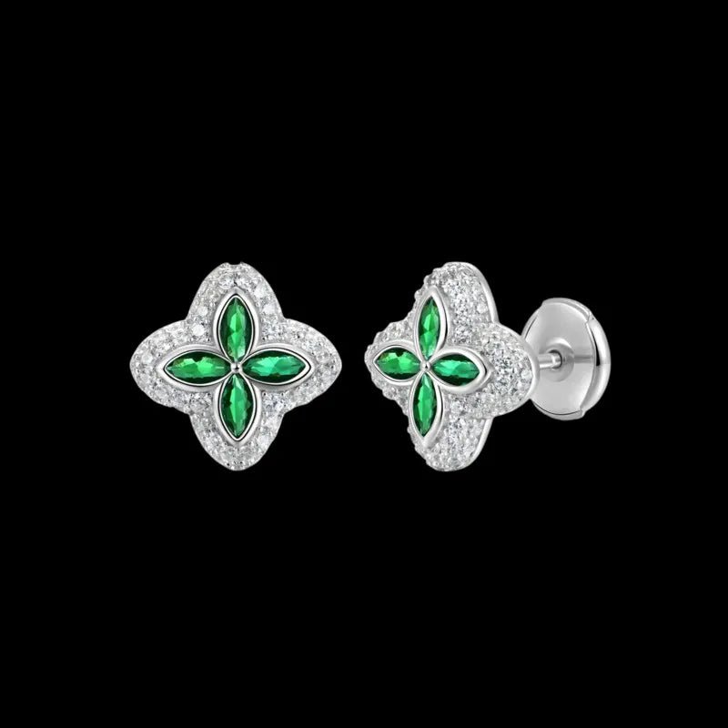 Iced Clover Earrings in Black Dimaond - 13mm - TONGSHOP