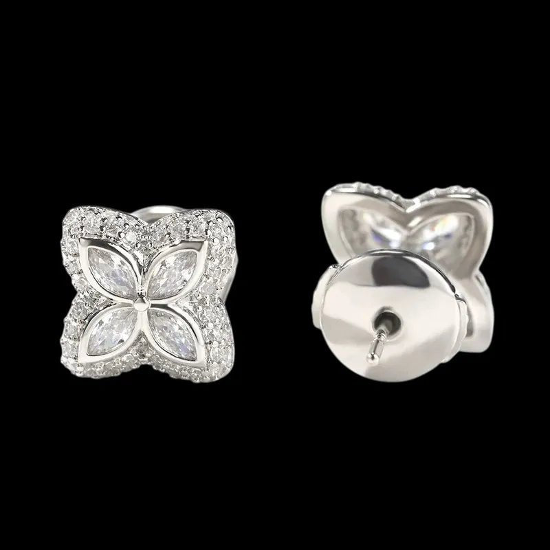 Iced Clover Earrings in Black Dimaond - 13mm - TONGSHOP