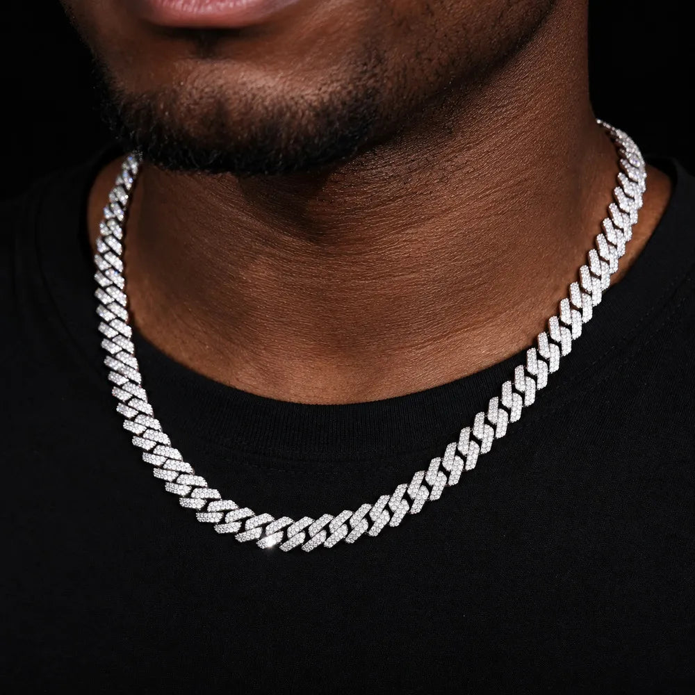 Iced-Out Diamond Cuban Link Chain - 8mm