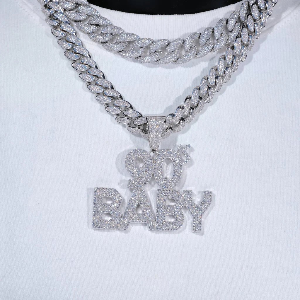 Iced 90's Baby Two - Layer Pendent - 46MM - TONGSHOP / Length:16 / Length:18