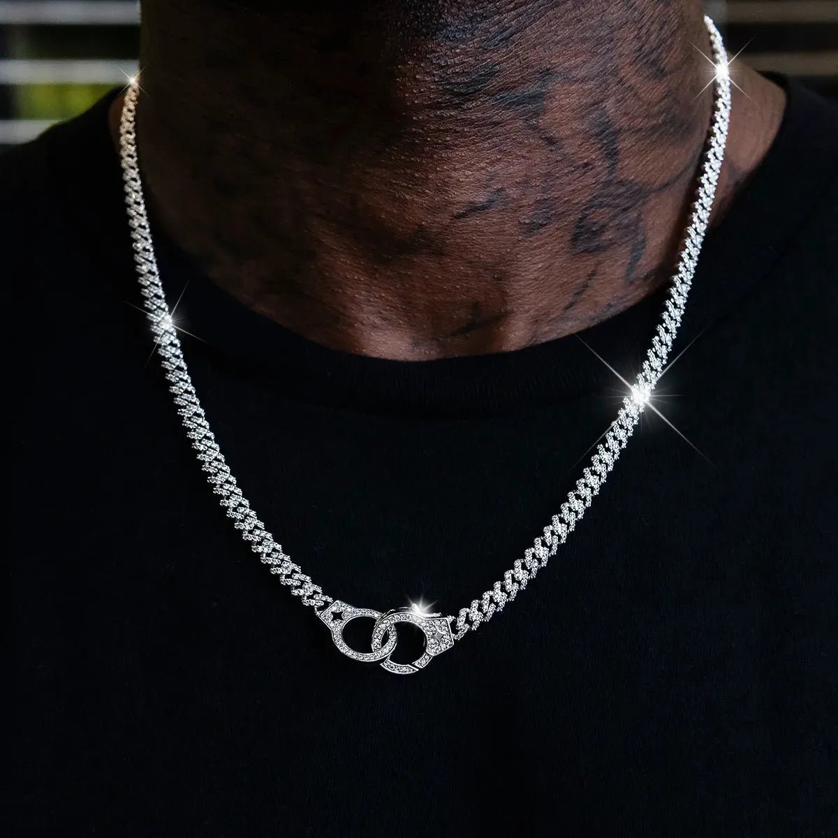 Iced Handcuff Diamond Prong Cuban Chain in White Gold - TONGSHOP / bogo - data - info - test / bogo - eligible - product