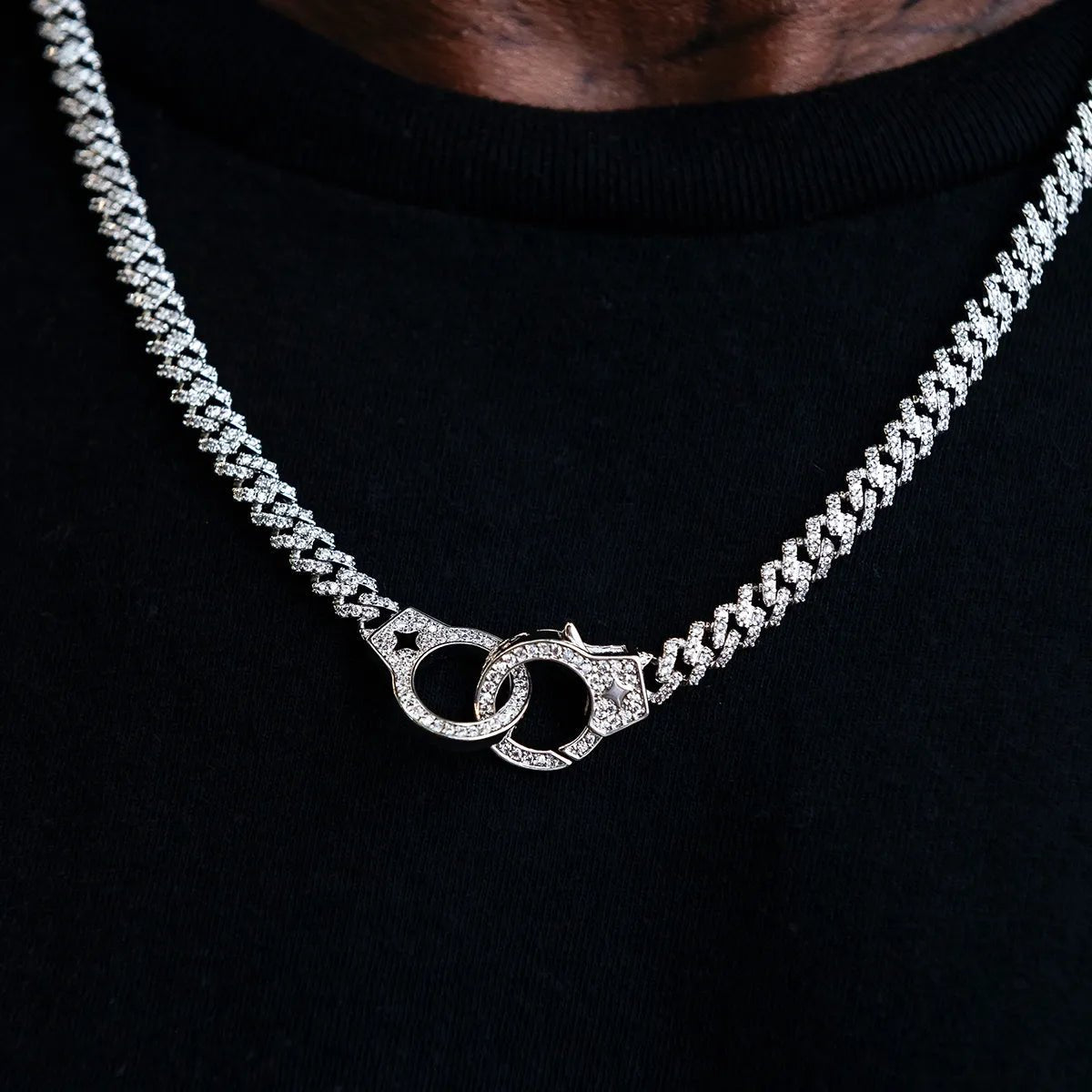 Iced Handcuff Diamond Prong Cuban Chain in White Gold - TONGSHOP / bogo - data - info - test / bogo - eligible - product