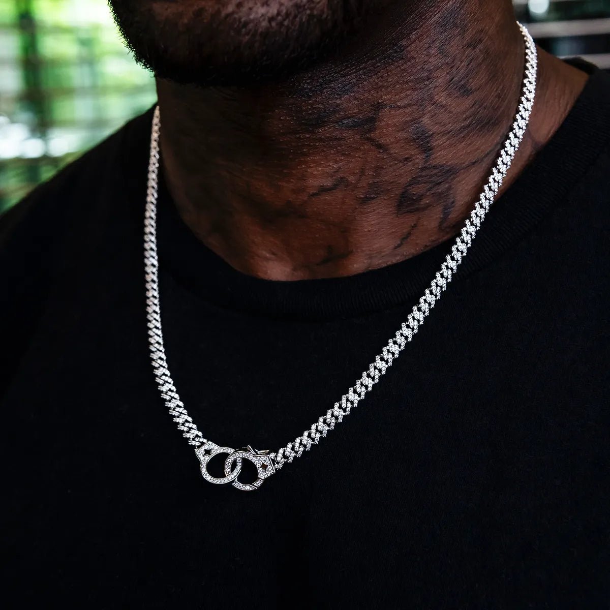 Iced Handcuff Diamond Prong Cuban Chain in White Gold - TONGSHOP / bogo - data - info - test / bogo - eligible - product