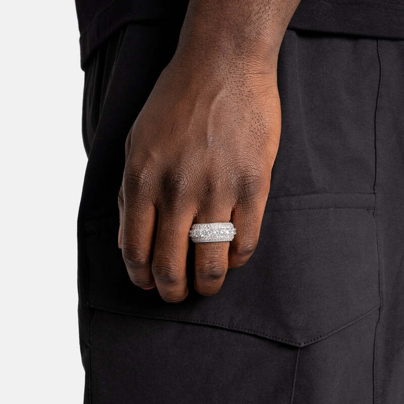 Iced Layered Ring In White Gold - TONGSHOP / 11 / 12