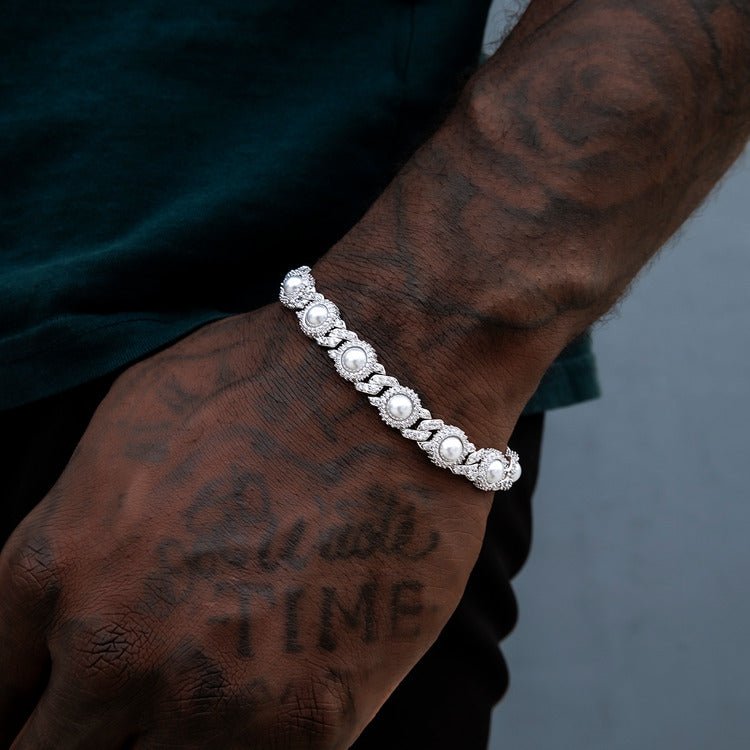 Iced Pearl Cuban Bracelet - 10mm - TONGSHOP / /