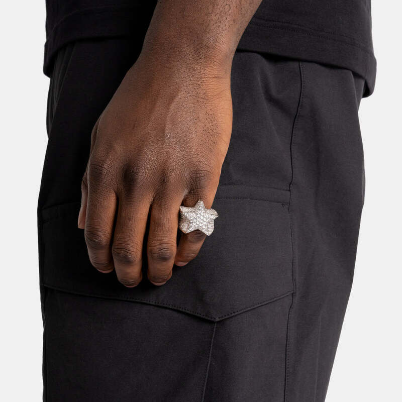 Iced Star Ring In White Gold - 26mm - TONGSHOP / /