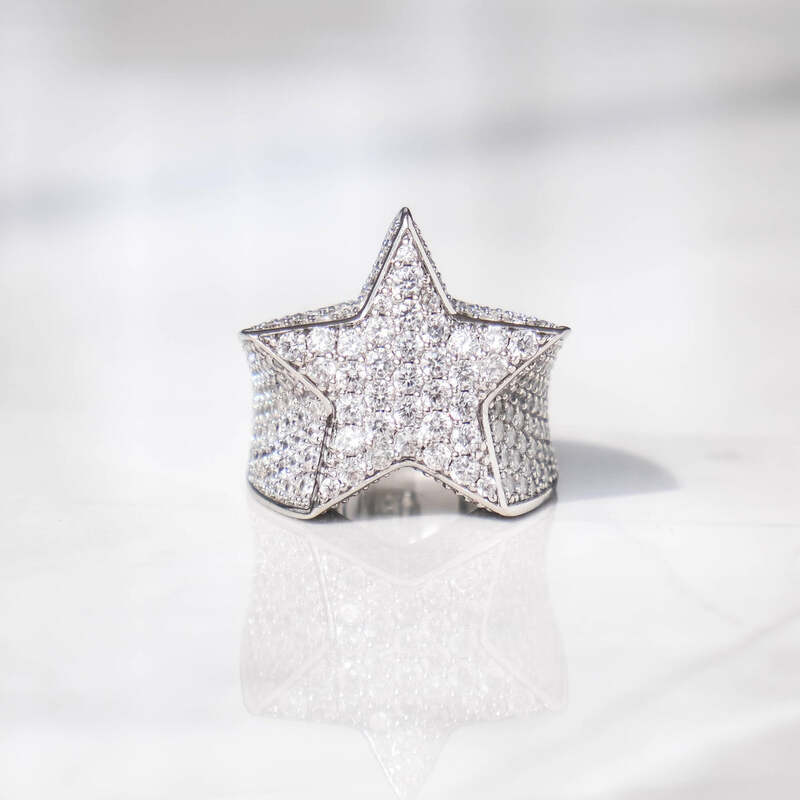 Iced Star Ring In White Gold - 26mm - TONGSHOP / /
