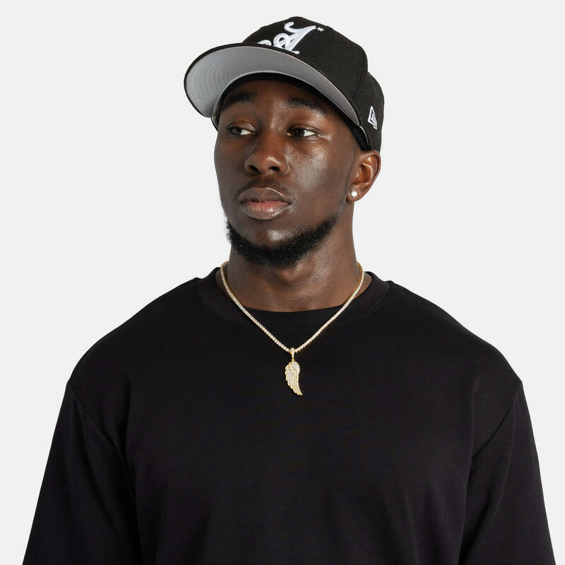 Iced Wing Pendant In Yellow Gold - 16mm - TONGSHOP / Length:18 / Length:20