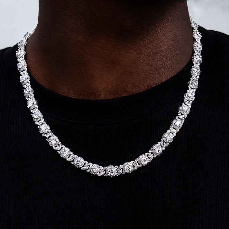Iced Diamond Station Cuban Chain - 10mm