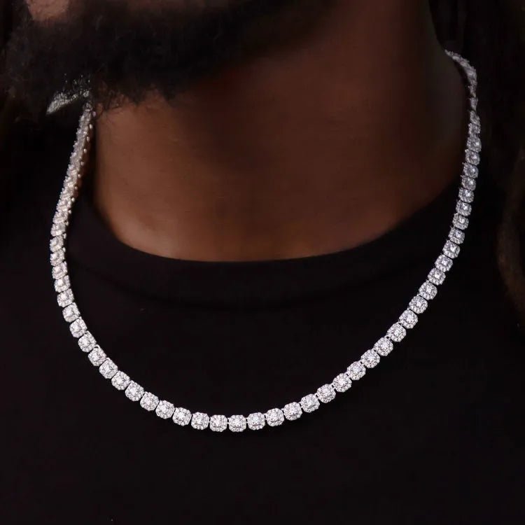 Micro Clustered Tennis Necklace in White Gold - 6mm - TONGSHOP