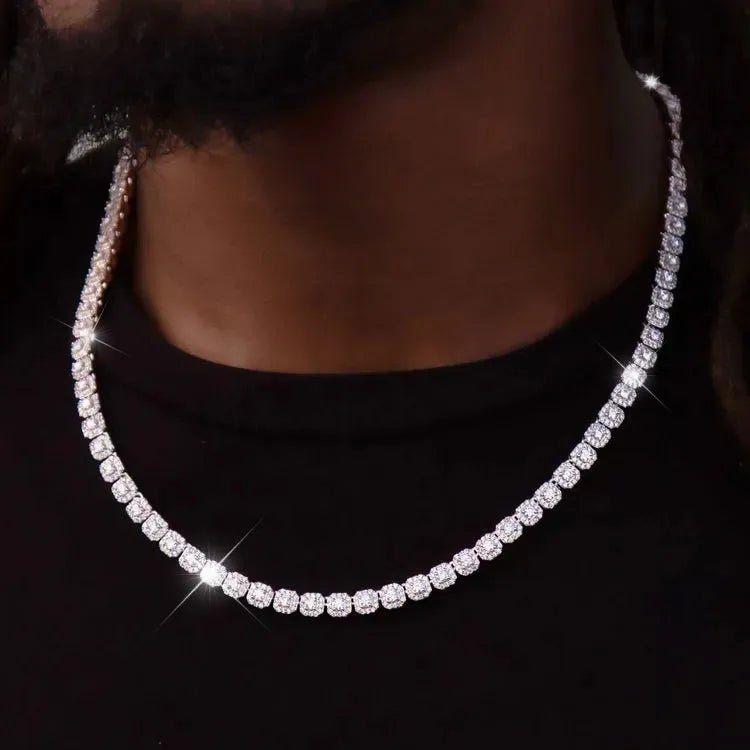 Micro Clustered Tennis Necklace in White Gold - 6mm - TONGSHOP