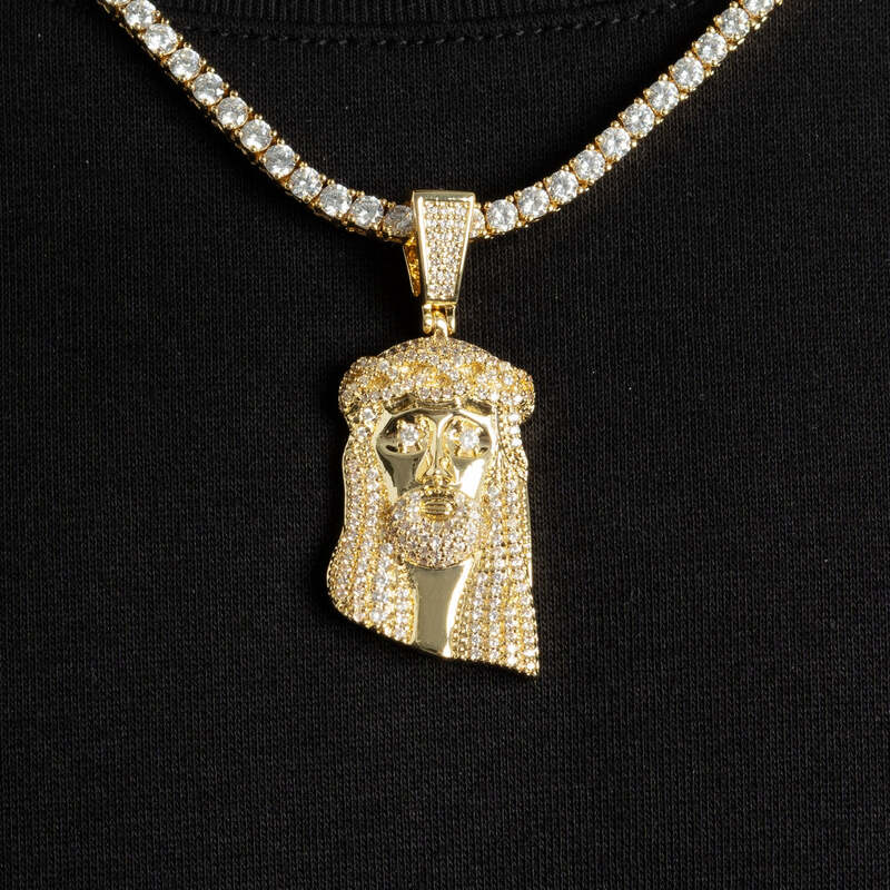 Mini Jesus Pendant In White Gold - 18mm - TONGSHOP / Length:18 / Length:20