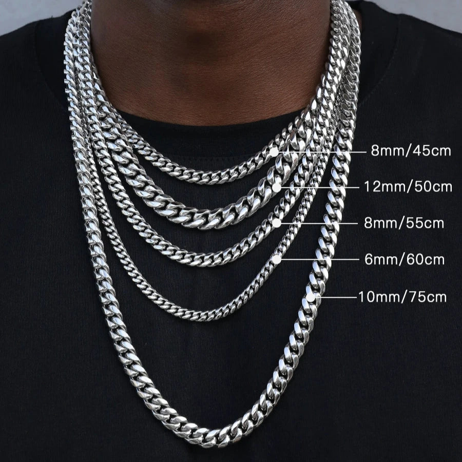 Cuban Chain Necklace in White Gold