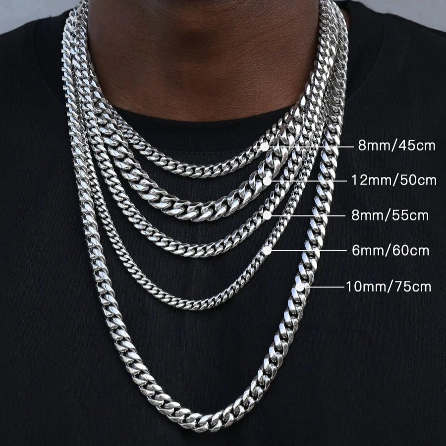 Cuban Chain Necklace in White Gold - TONGSHOP