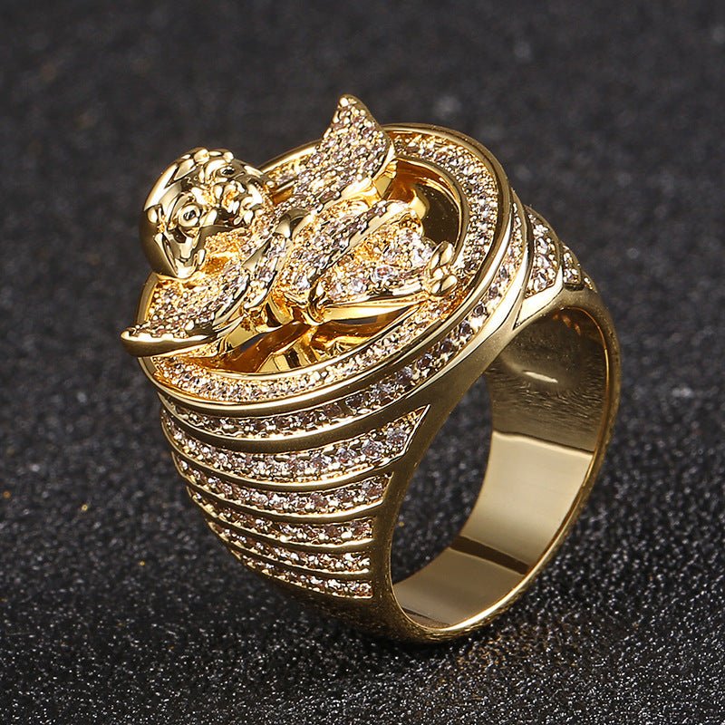 18K Gold Plated Little Angel Men's Ring - TONGSHOP / /