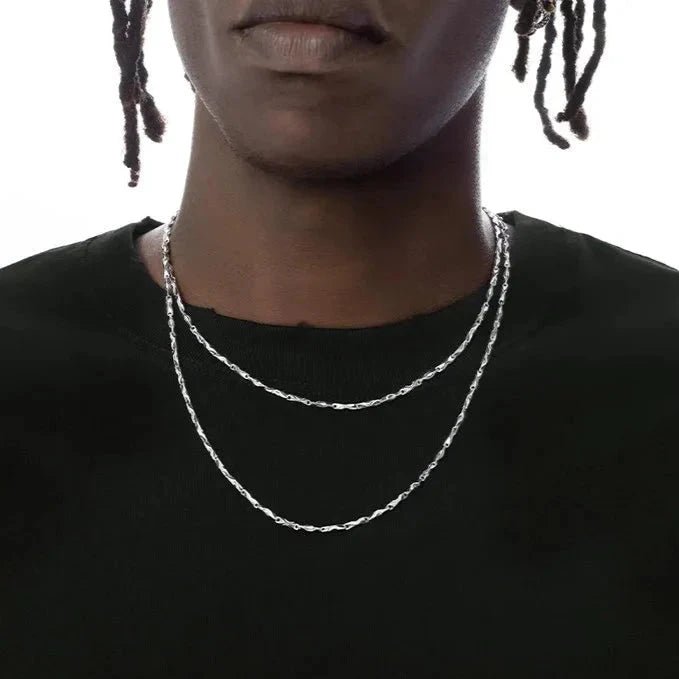 S925 Sterling Silver Necklace in White Gold - TONGSHOP / Length:16 / Length:18