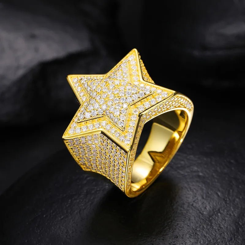 S925 VVS Moissanite Pentagram Ring - TONGSHOP / /