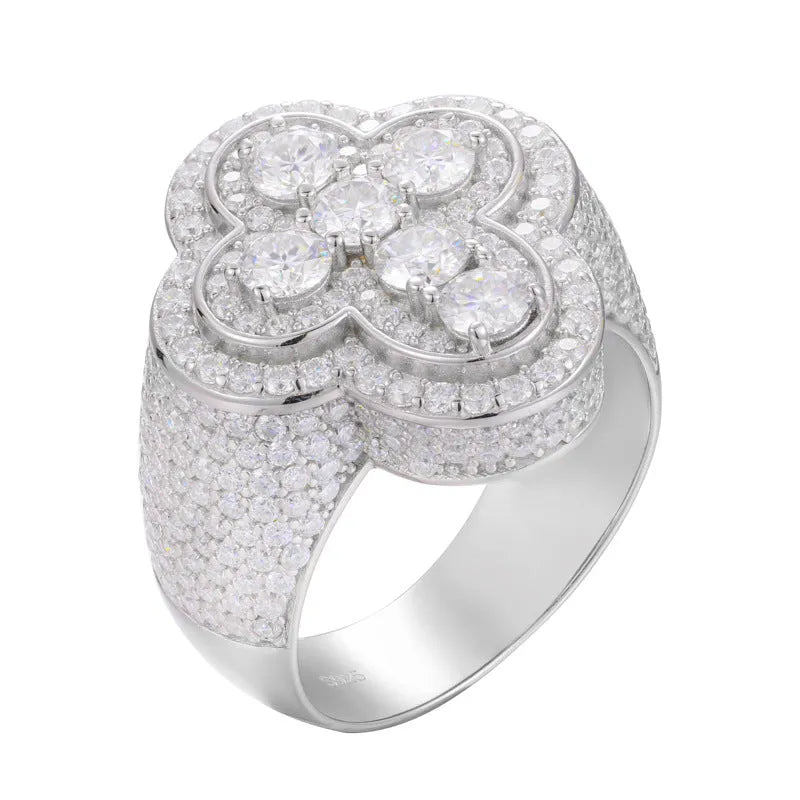 S925 VVS Moissanite Vira Pruno Kruco Hip-Hopa Ringo