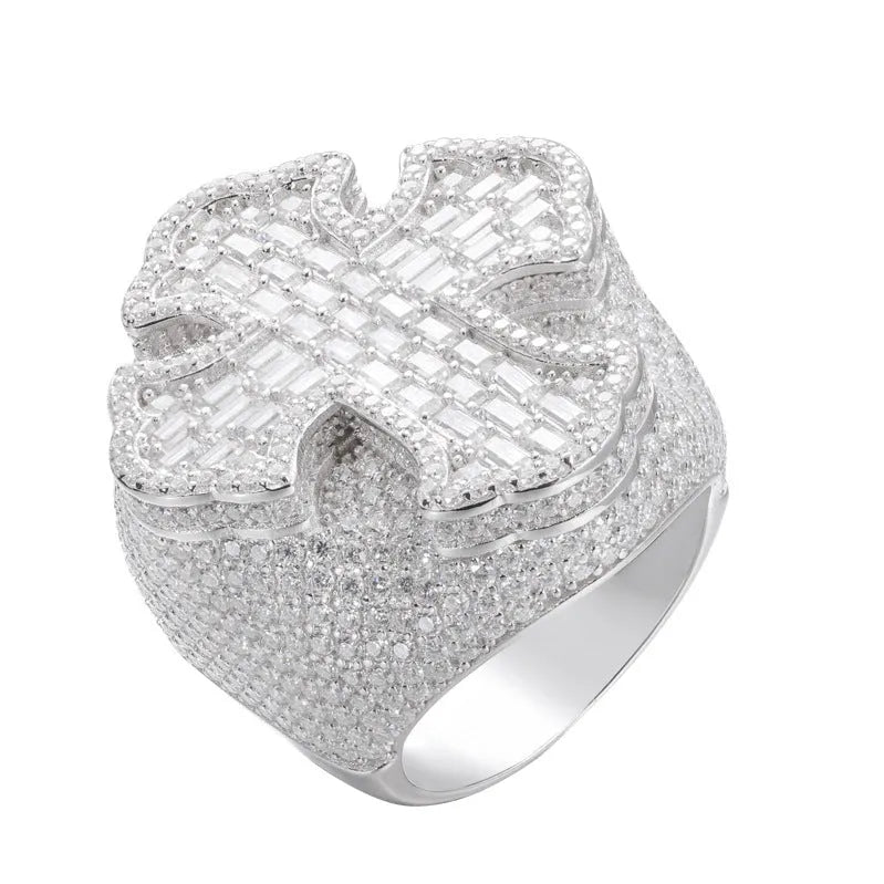 S925 VVS Moissanite T - Frame Men's Hip - Hop Ring - TONGSHOP / /