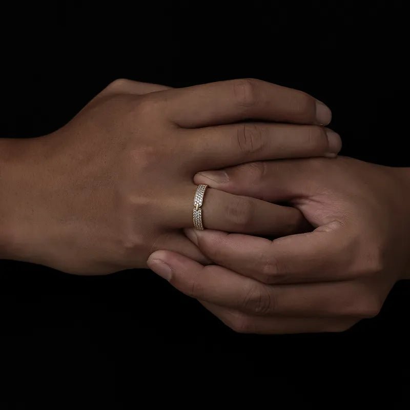 18K Gold Plated Couple’s Zircon Ring - TONGSHOP / /