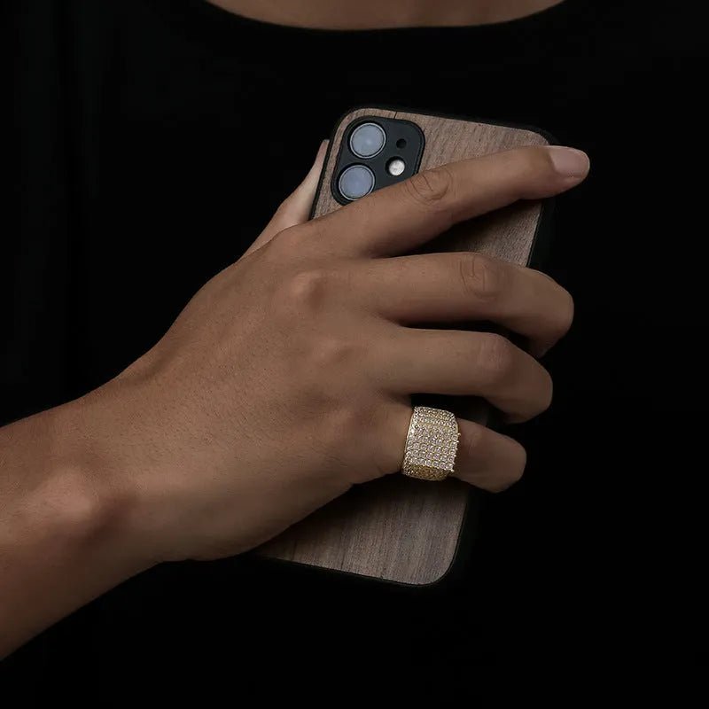 18K Gold Plated Hip Hop Square Ring - TONGSHOP / /