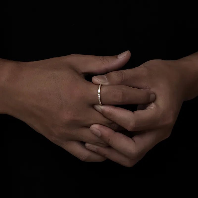 S925 VVS Rectangular Couple Ring - TONGSHOP / /