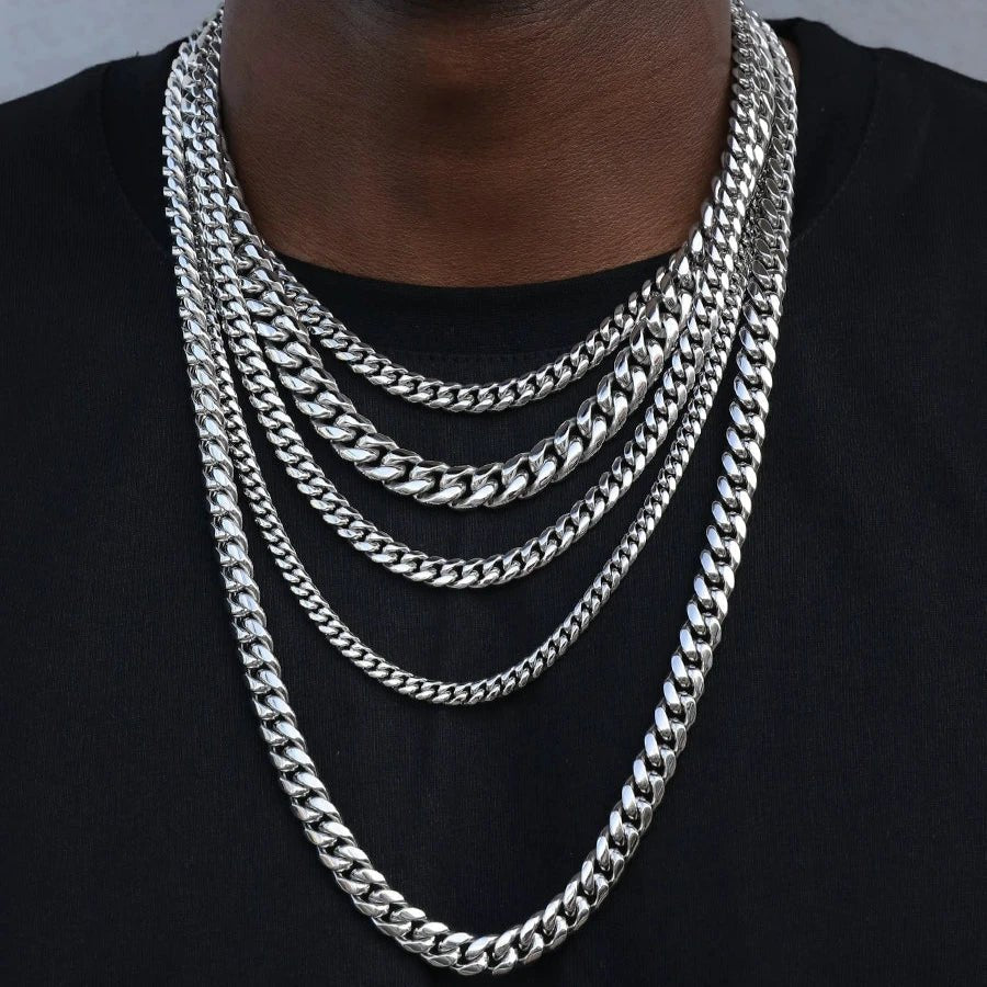 Cuban Chain Necklace in White Gold - TONGSHOP