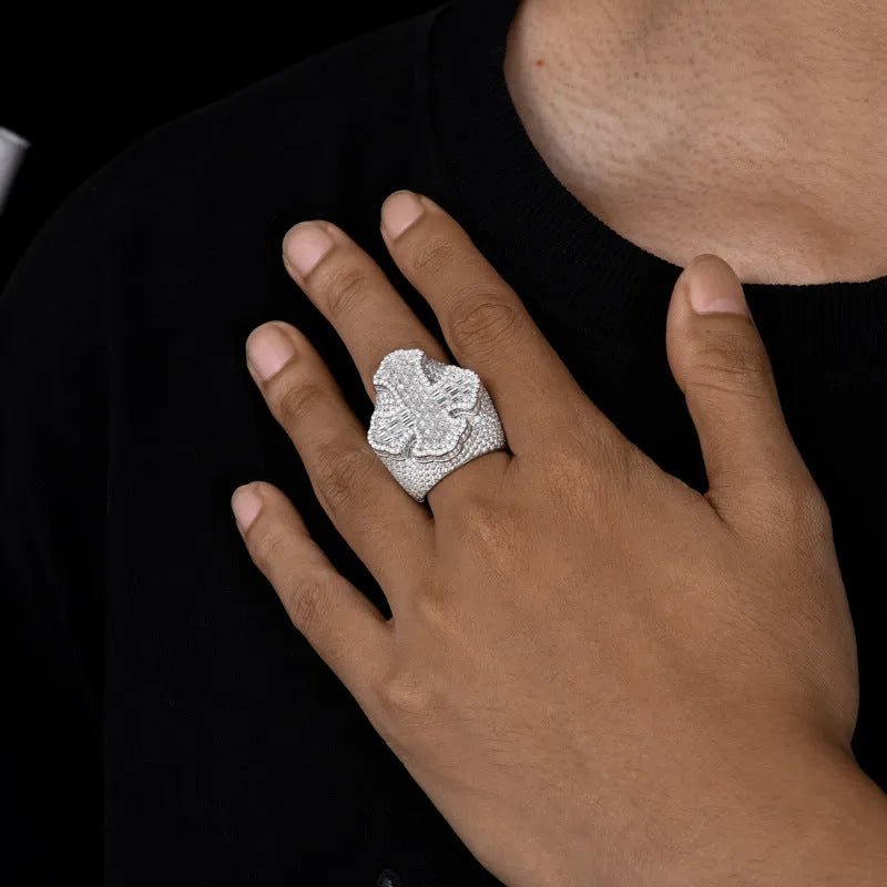 S925 VVS Moissanite T - Frame Men's Hip - Hop Ring - TONGSHOP / /