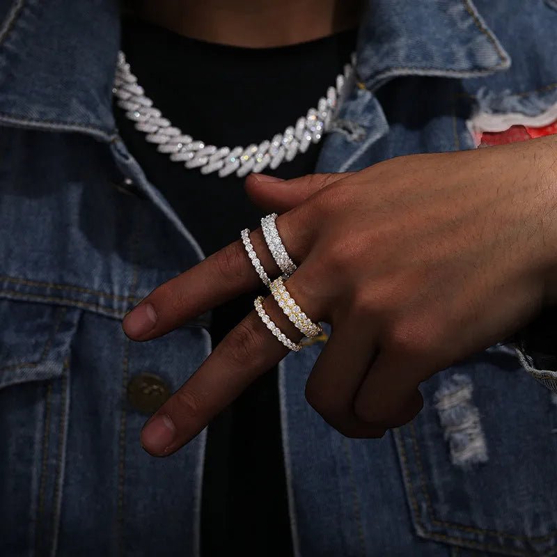 S925 VVS Moissanite Round Double Row Ring - TONGSHOP / /