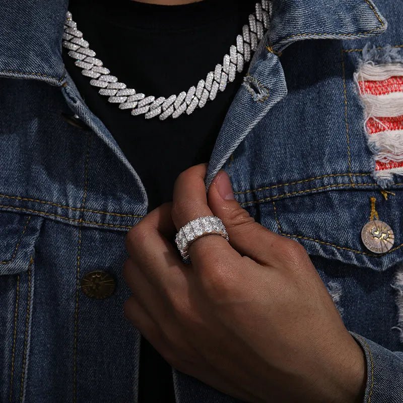 S925 VVS Moissanite Double Row Simple Ring - TONGSHOP / /