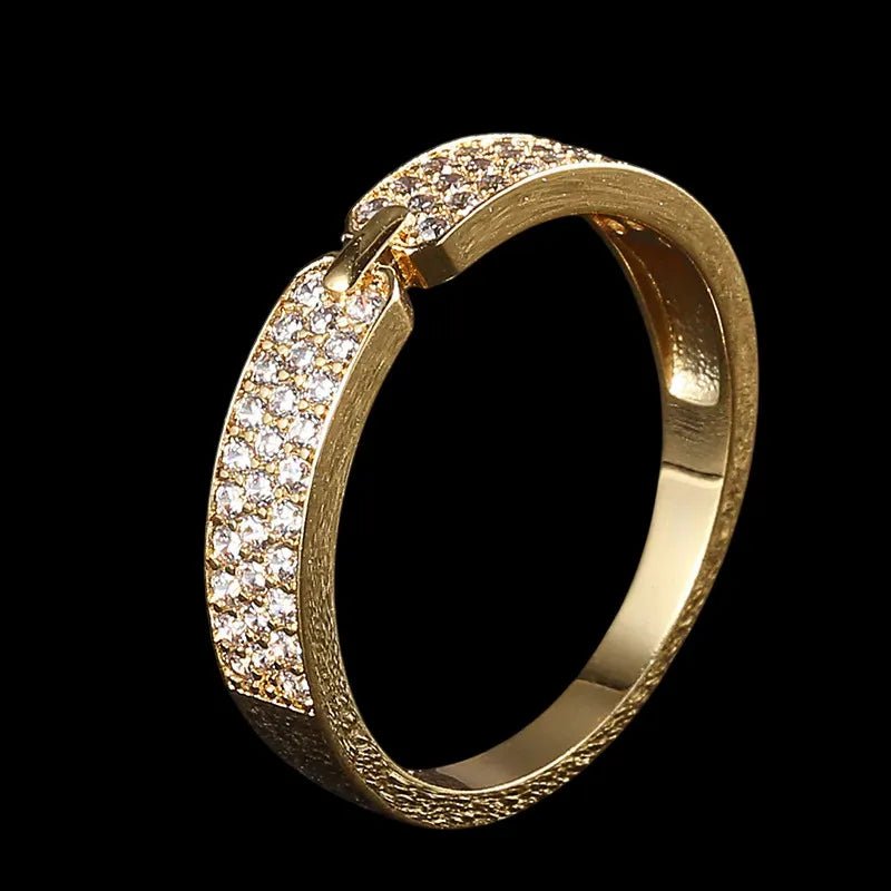 18K Gold Plated Couple’s Zircon Ring - TONGSHOP / /