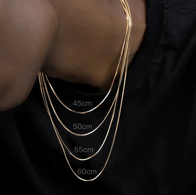 Snake Bone Chain Necklace in 24K Gold - 2mm - TONGSHOP / Color:White Gold /