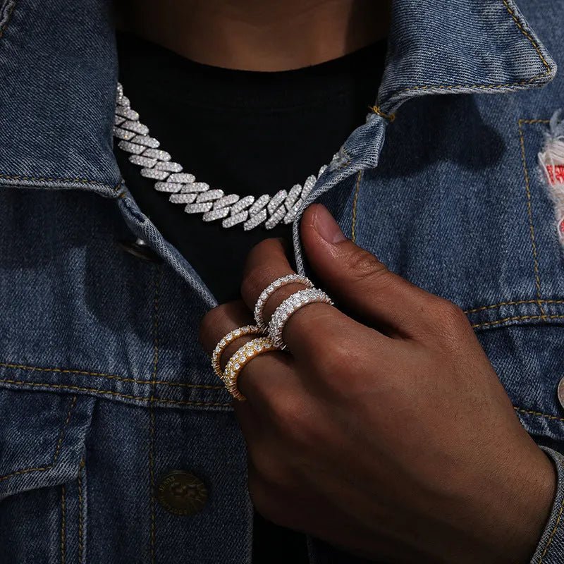 S925 VVS Moissanite Round Double Row Ring - TONGSHOP / /