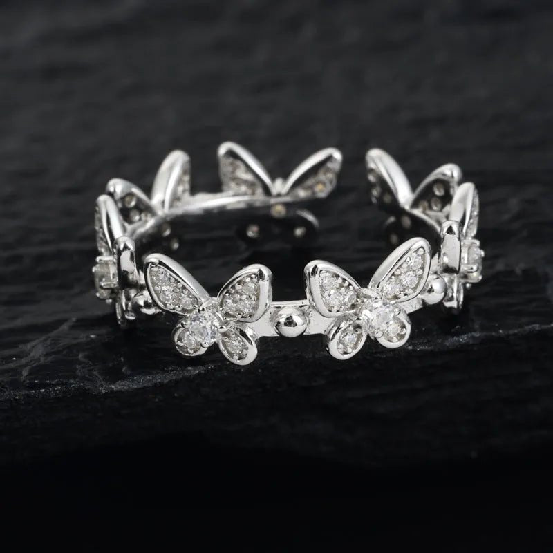 S925 VVS Moissanite Butterfly Open Ring - TONGSHOP / /