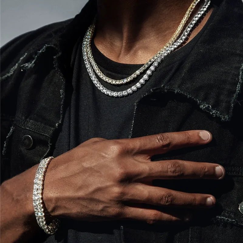 S925 Tennis Necklace in White Gold - 3mm/4mm/5mm - TONGSHOP