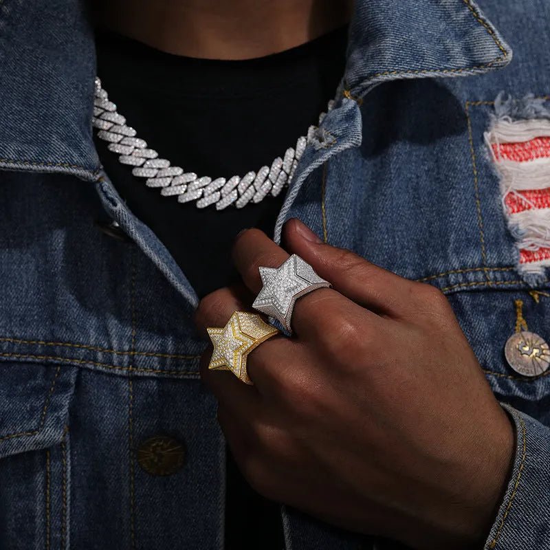 S925 VVS Moissanite Pentagram Ring - TONGSHOP / /