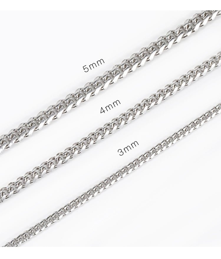 S925 Cuban Chain Necklace in White Gold - 3mm/4mm/5mm - TONGSHOP / /