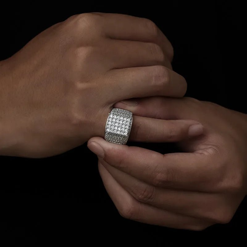 18K Gold Plated Hip Hop Square Ring - TONGSHOP / /