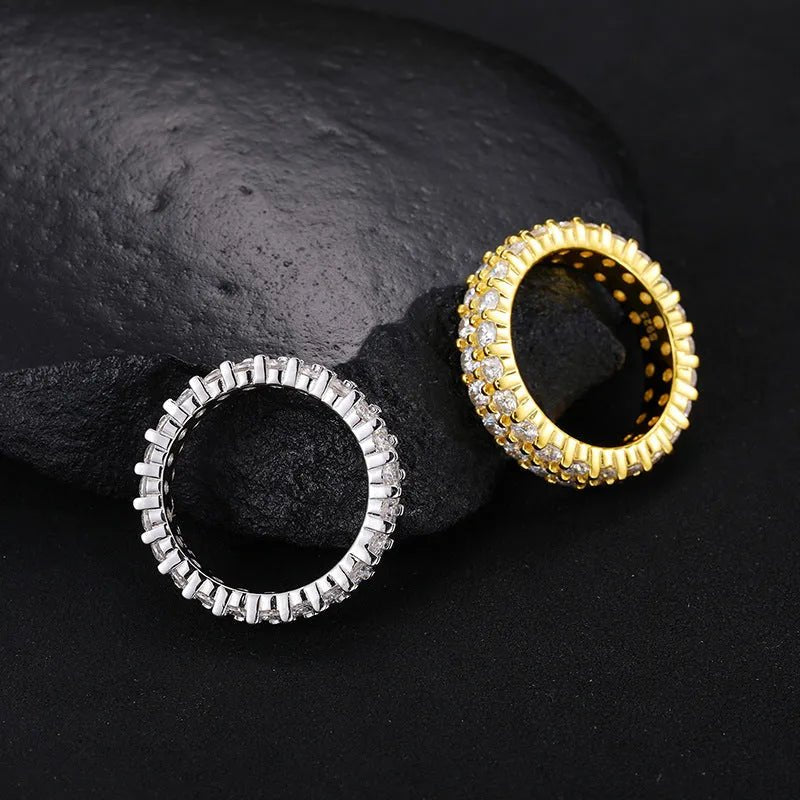 S925 VVS Moissanite Round Double Row Ring - TONGSHOP / /